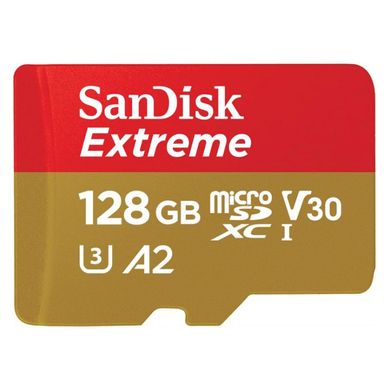 Карта пам'яті SanDisk 128GB microSDXC C10 UHS-I U3 R160/W90MB/s Extreme V30 + SD SDSQXA1-128G-GN6AA фото